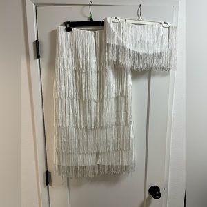 White Fringe, 2 piece set from 12th Tribe - bridal or festival